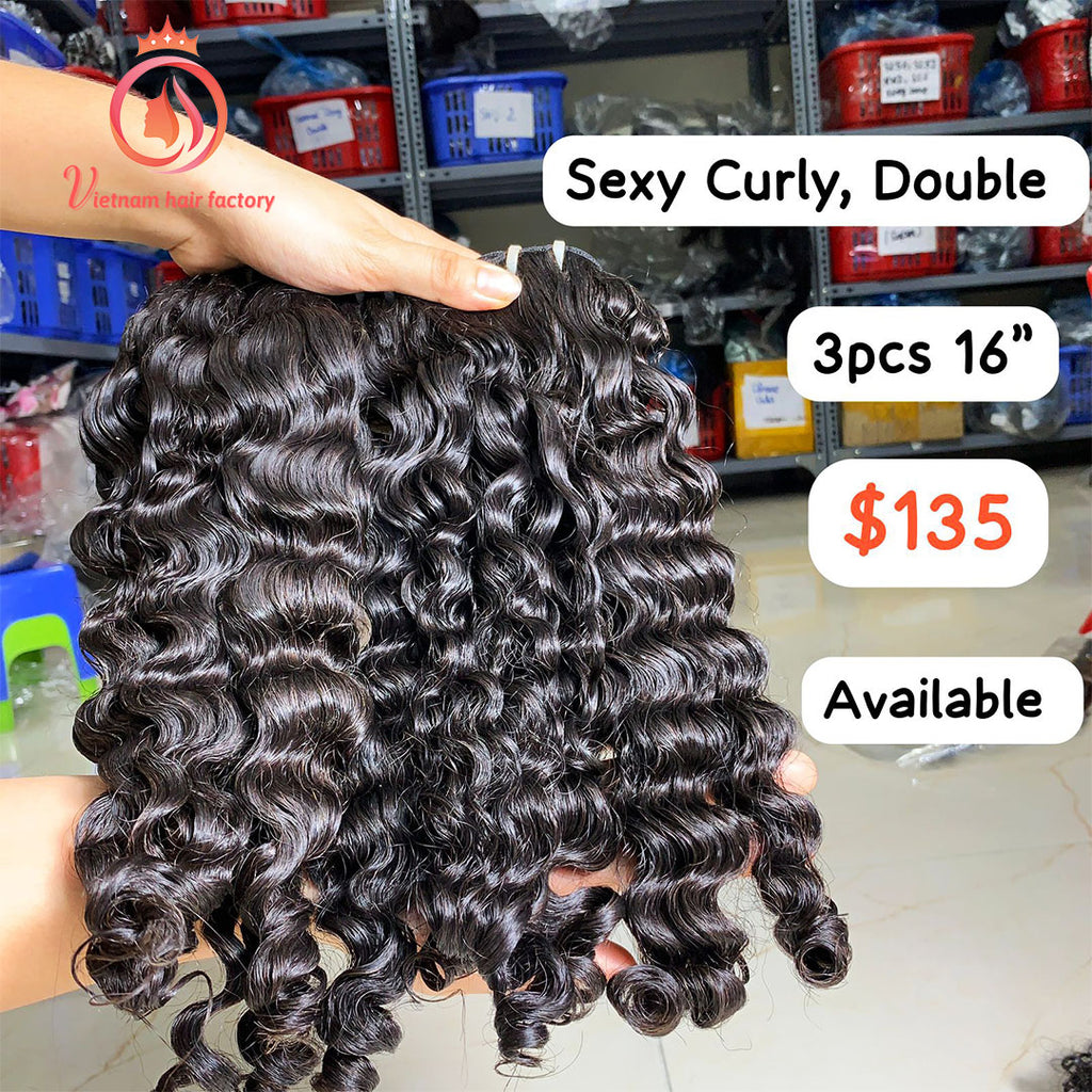 3pcs 16" Sexy Curly Double drawn